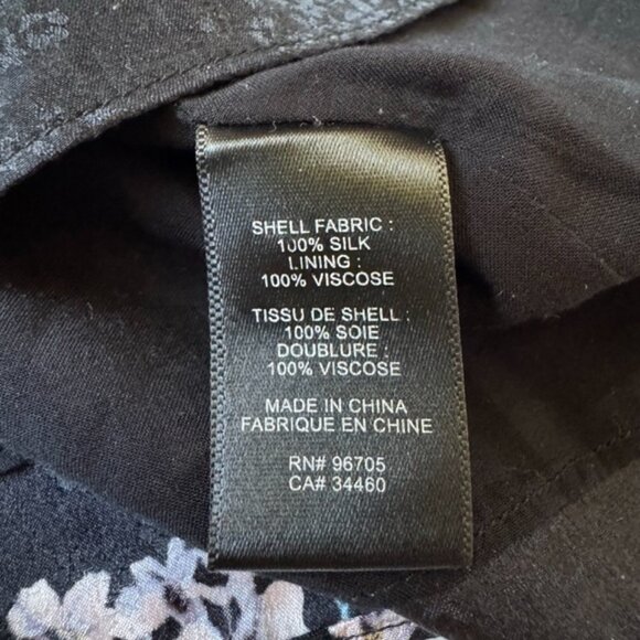 Rebecca Taylor Womens 2 100% Silk Floral Hydrangea Black Dress Tie Waist Modes - Picture 7 of 8